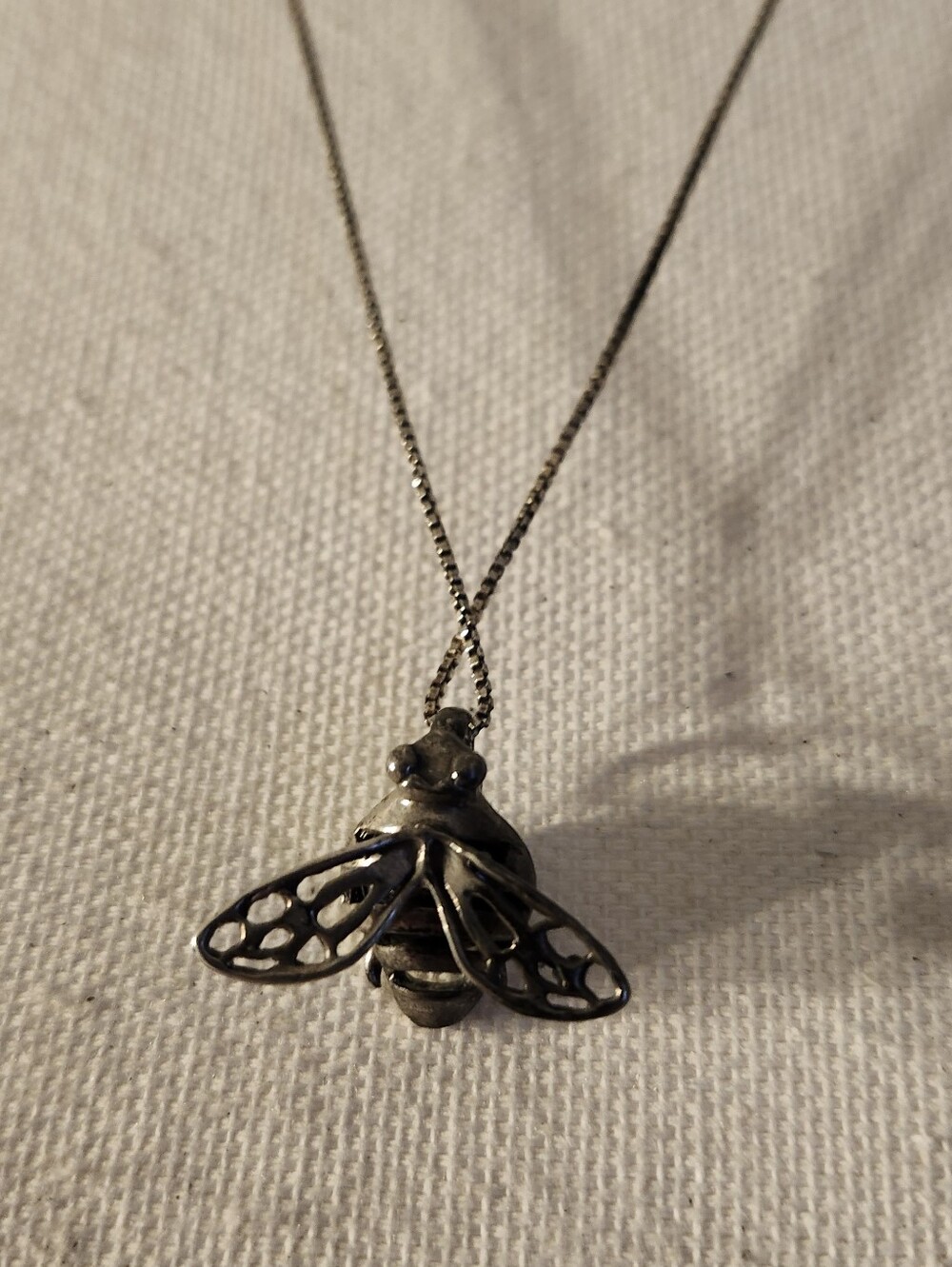 Sterling Silver Bee Pendant Necklace - Silver Bee Charm